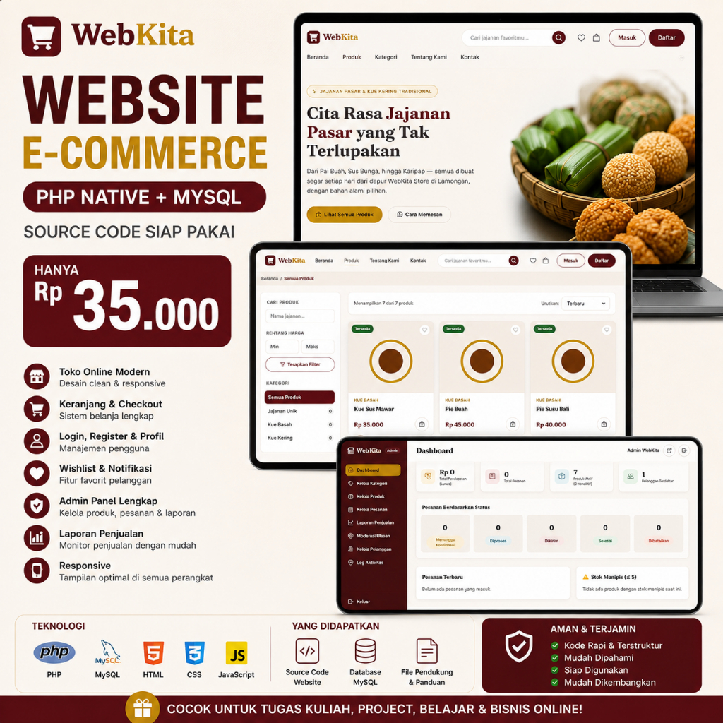 Website E-Commerce PHP Native + MySQL | Source Code Toko Online
