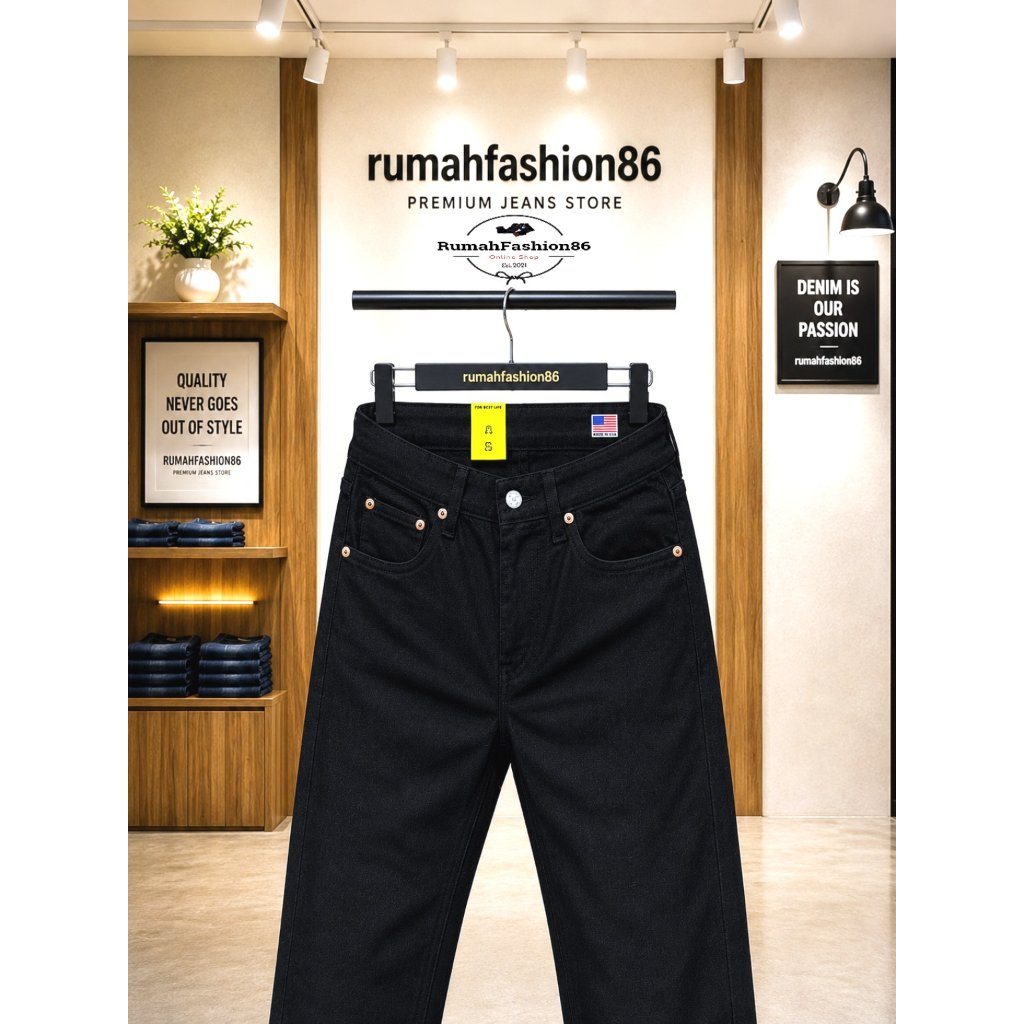 [FREE ONGKIR XTRA] CELANA HITAM POLOS PRIA - JEANS PANJANG PRIA ORIGINAL DENIM SELVEDGE - CELANA MAD