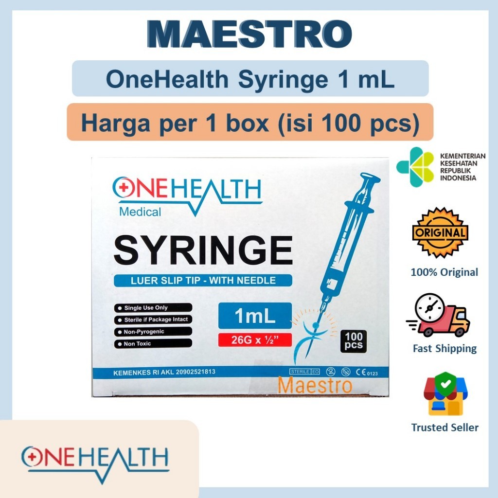 SPUIT SYRINGE 1CC 1ML 1 CC ML PER BOX ISI 100 PCS