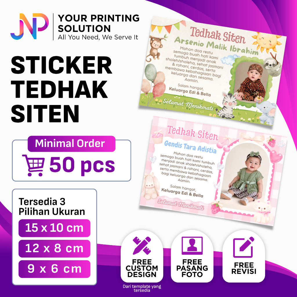 Sticker Tedhak Siten Custom | Stiker Souvenir Tedak Siten Bayi | Label Kemasan Acara