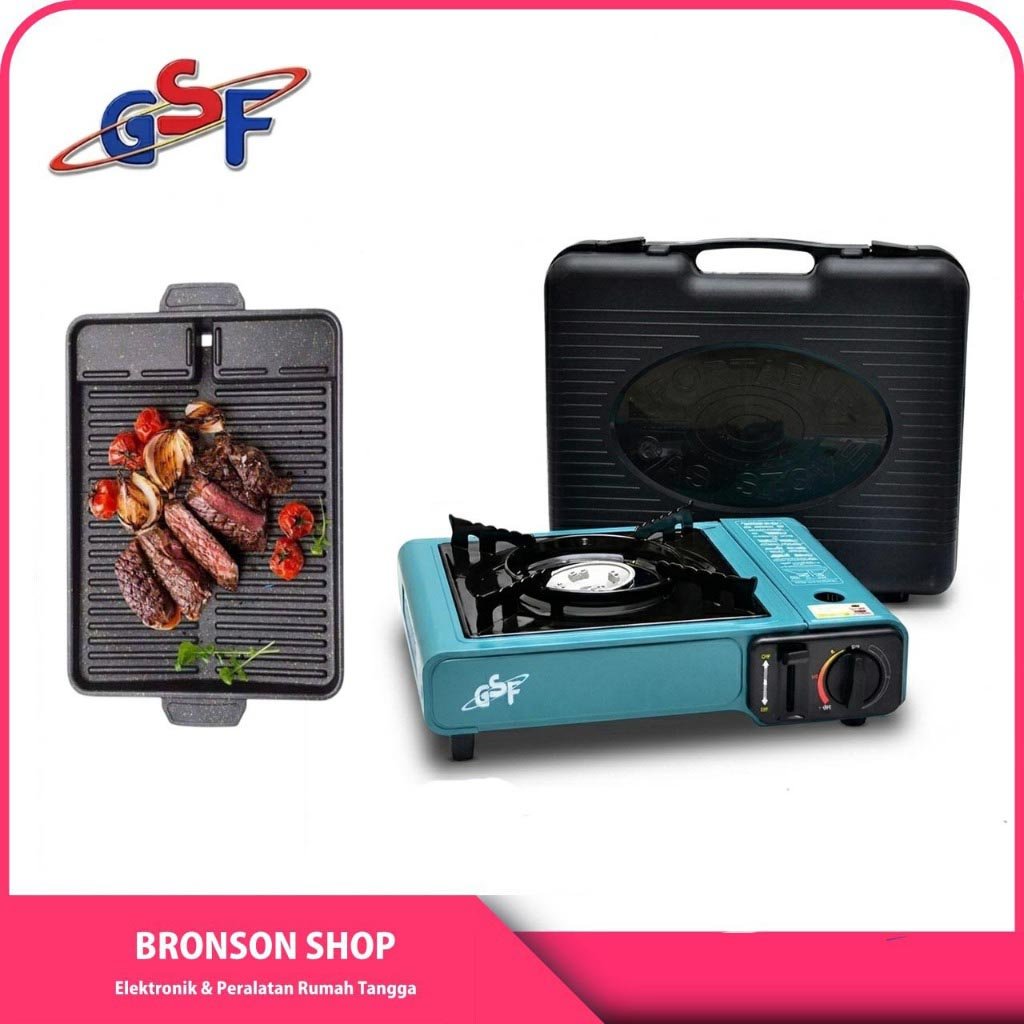 GSF kompor  portable + Grill pan panggangan / paket kompor Portable camping