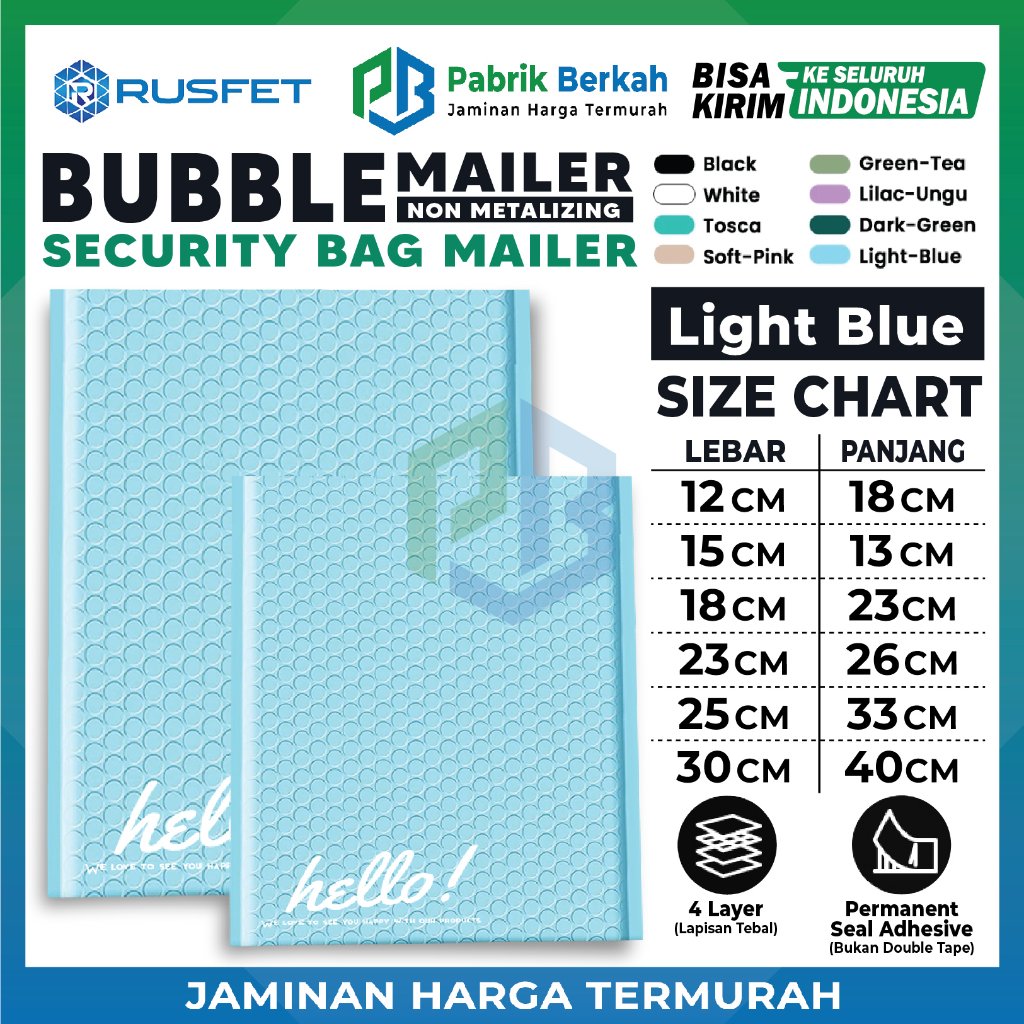 Amplop Bubble Mailer Light Blue Polos Harga Ecer Termurah Satuan Hello Series / Envelope Security Ba