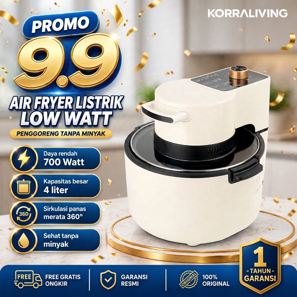 Air Fryer Finito 4L Low Watt Penggorengan Sehat Tanpa Minyak Anti Lengket