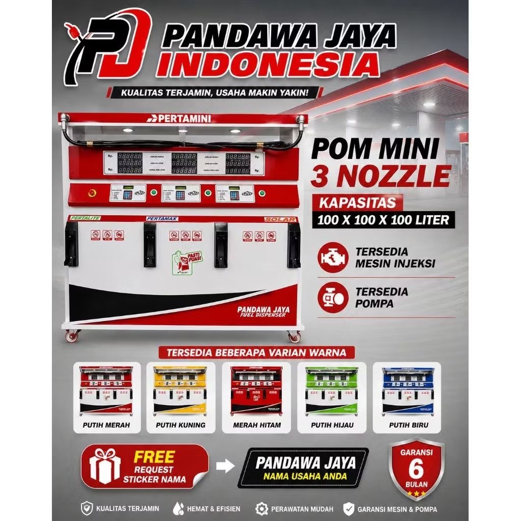POM MINI - Pertamini Digital 3 Nozzle 100 x 100 x 100 Liter (Produk PJI )