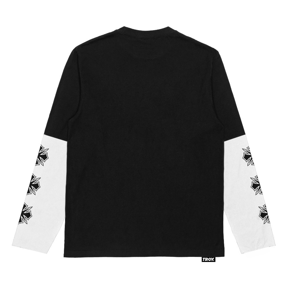Troy Company Longsleeve Doublesleeve Black White Exac - Kaos Lengan Panjang Hitam Putih DSD 3694