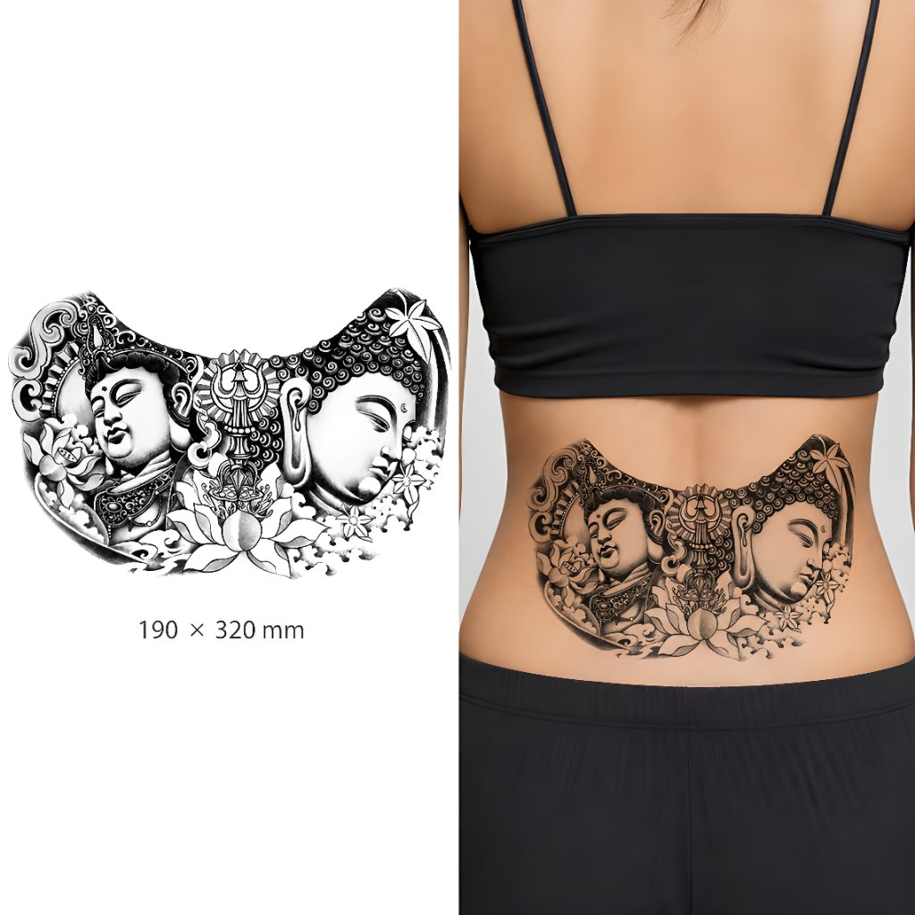 Stiker Tato Temporer Naga Hitam JUMBO Dada Punggung Pria Keren Anti Air