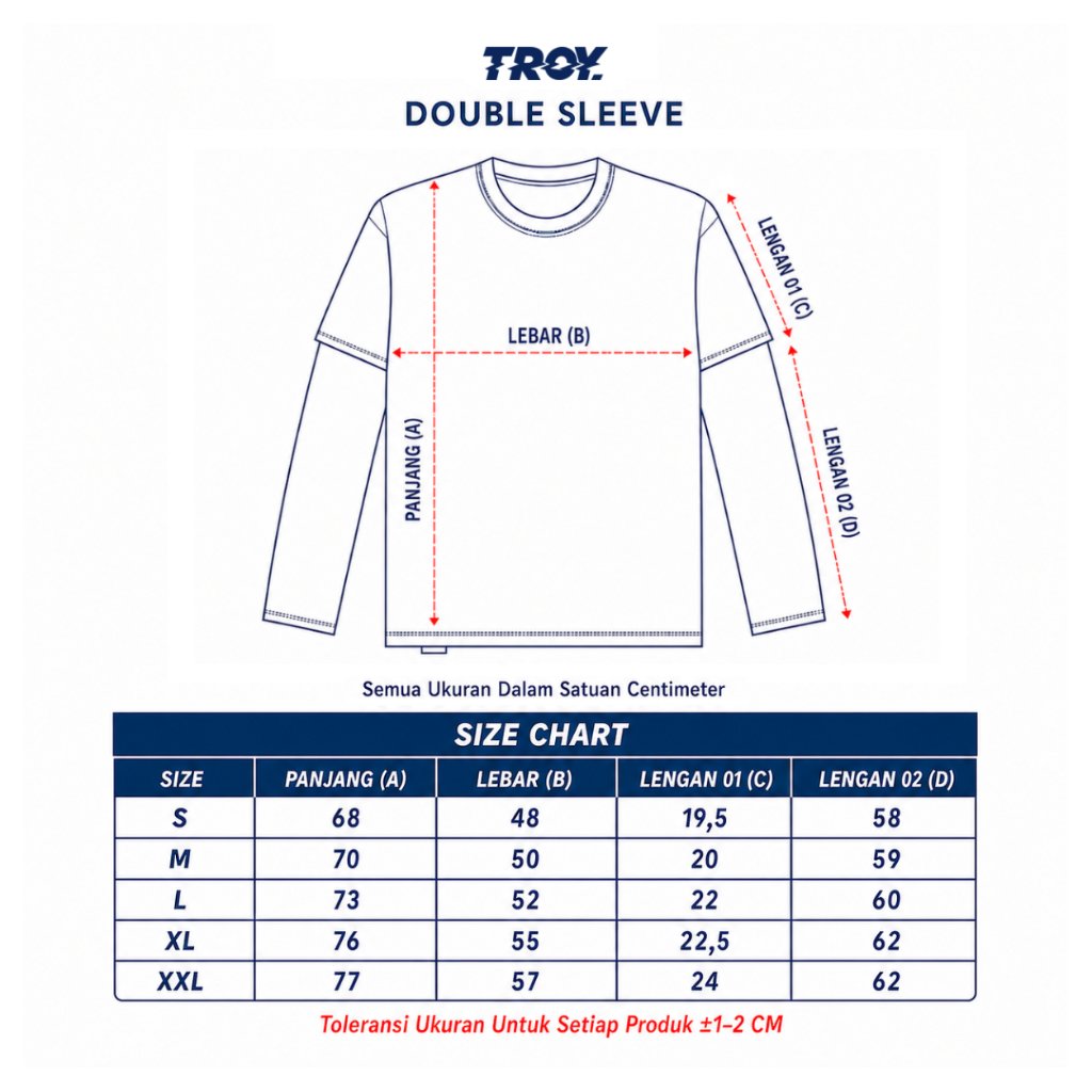 Troy Company Longsleeve Doublesleeve Beige Toffee Crossmark- Kaos Lengan Panjang Beige Toffee DSD 3699