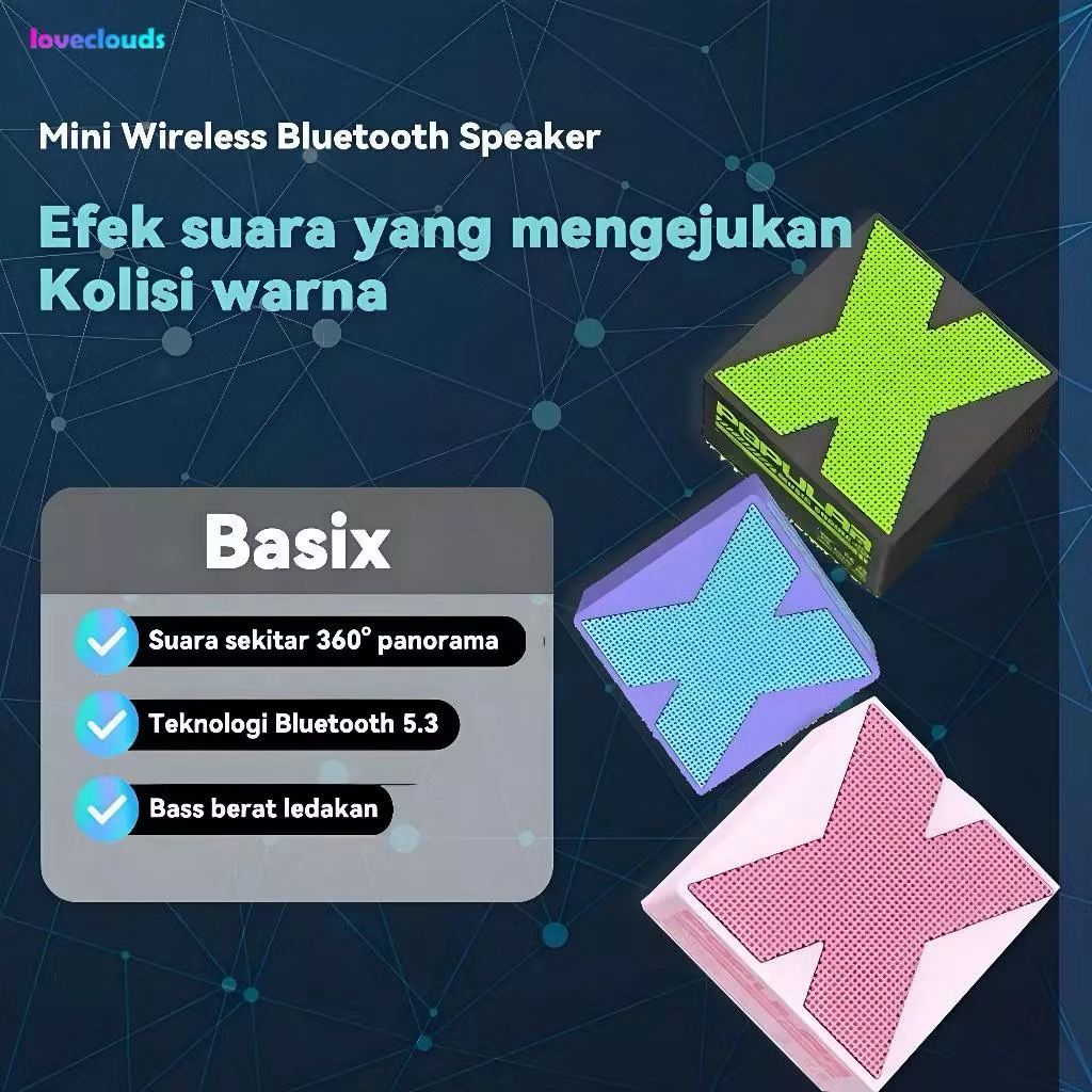 X1 Bluetooth Speaker Wireless Outdoor BT 5.0 Portable Subwoofer Stereo Surround Sound 40mm Mini Blue