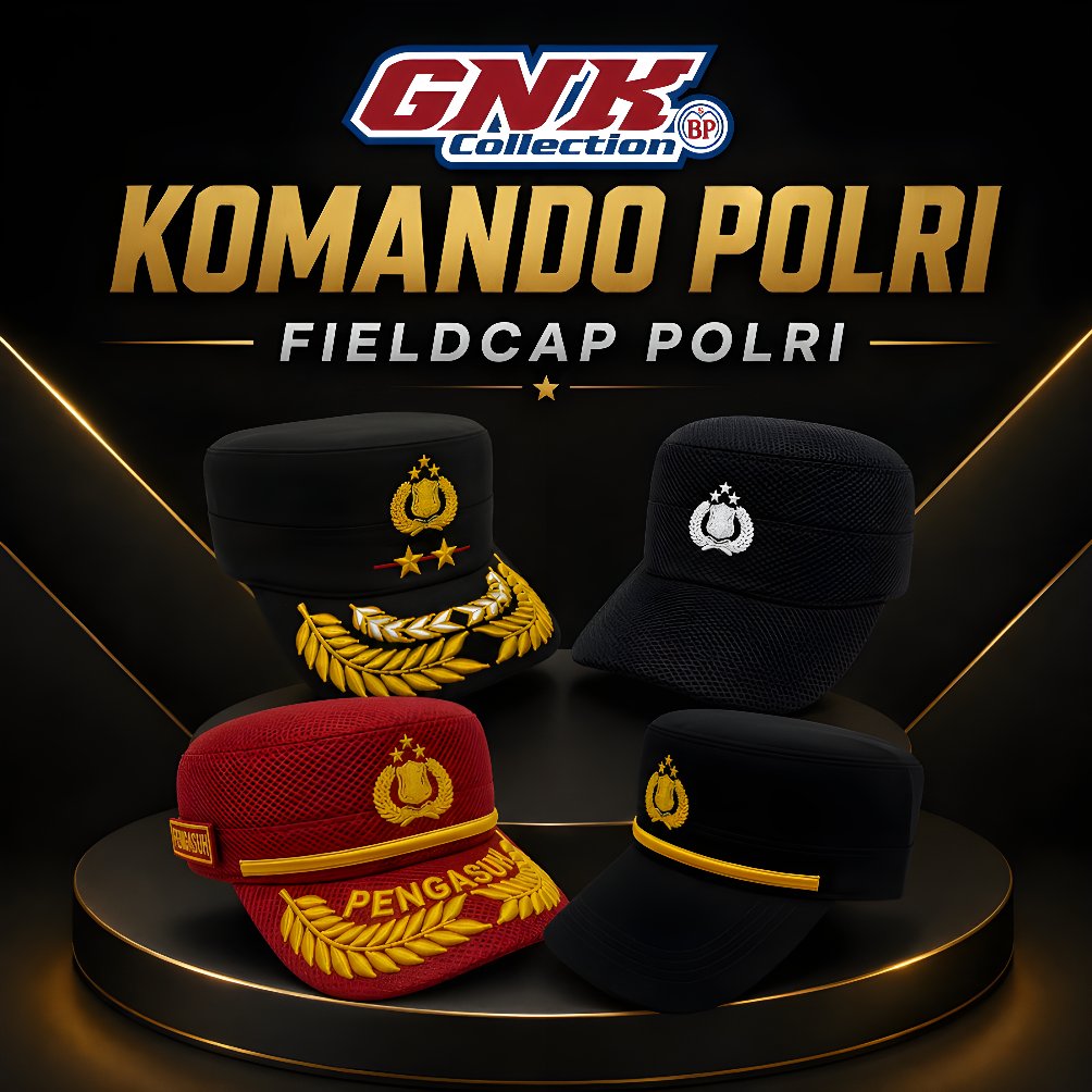 TOPI KOMANDO POLRI, FIELDCAP POLRI - TOPI KOMANDO POLRI FIELDCAP PREMIUM BORDIR KOMANDAN POLISI - GN