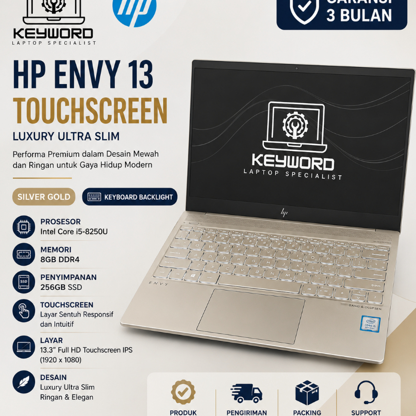 HP ENVY 13 Touchscreen Luxury Ultra Slim (Core i5-8250U / RAM 8GB / SSD 256GB)