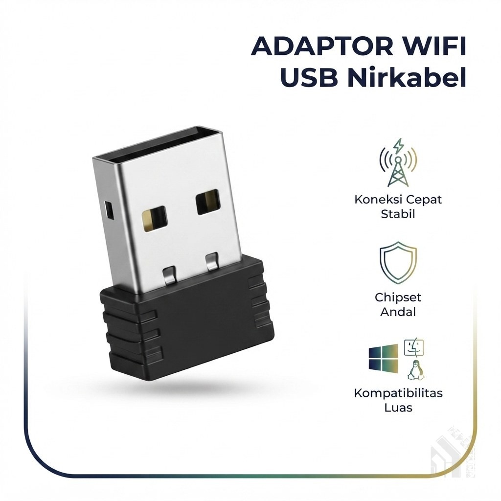 USB WiFi Adaptor Wireless Dongle Laptop PC Koneksi Internet Cepat Stabil 150Mbps untuk Komputer Desk