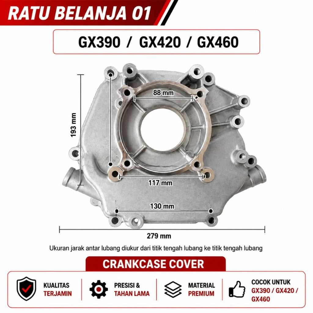 CRANKCASE COVER / CYLINDER BLOCK COVER / TUTUP SAMPING BLOK MESIN GX390 GX420 GX460