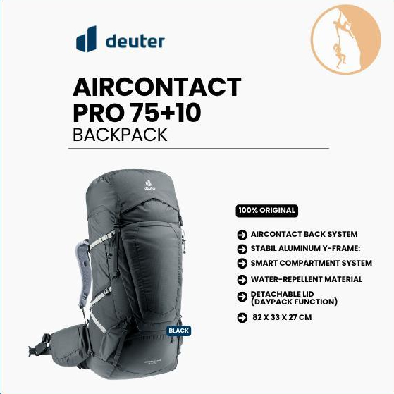 Deuter Bag - Tas Ransel Gunung Backpack - Aircontact Pro 75+10