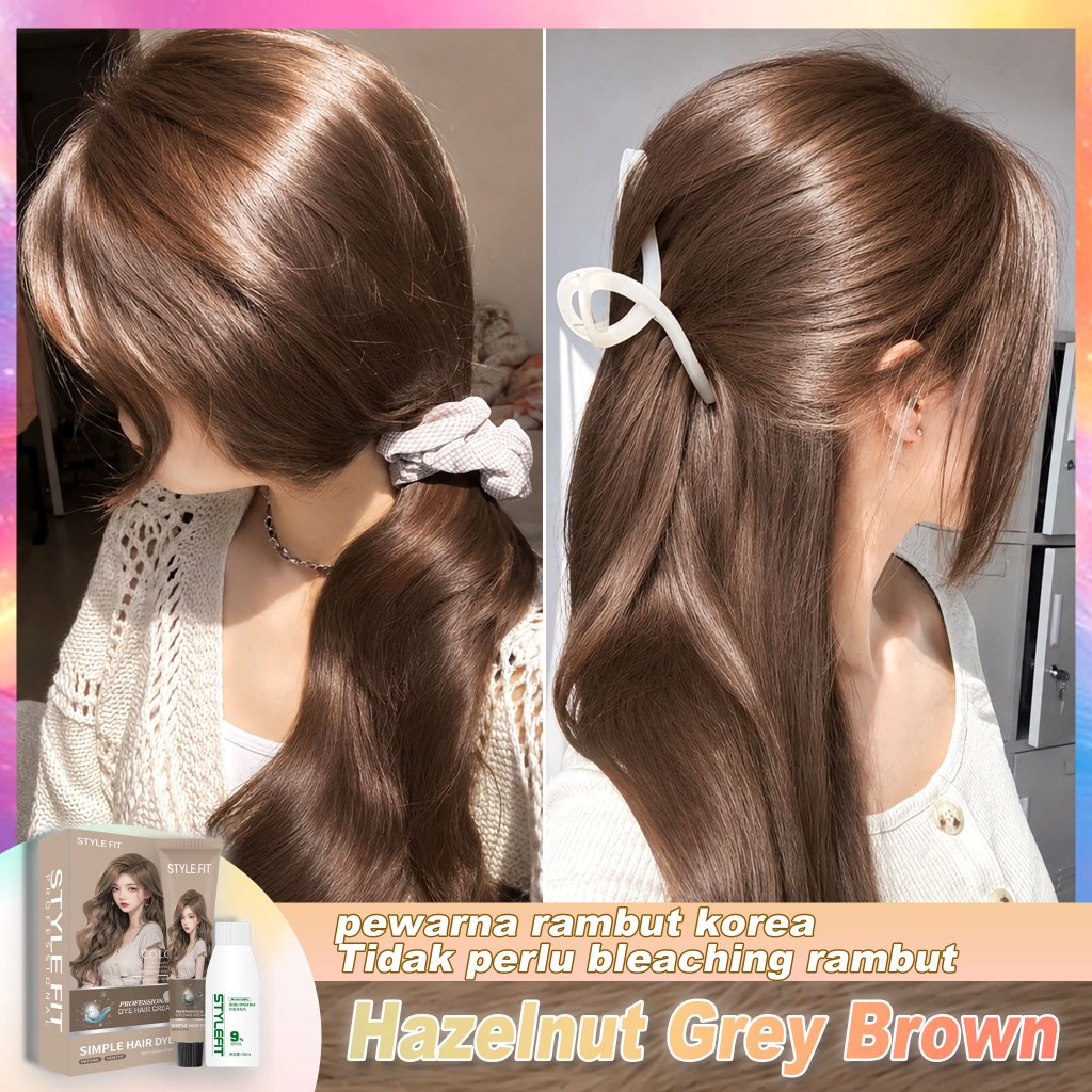 Cokelat Abu Hazelnut Pewarna Rambut Alami Cat Rambut Herbal Pewarna Rambut Krim Hair Dye Bahan Tumbu