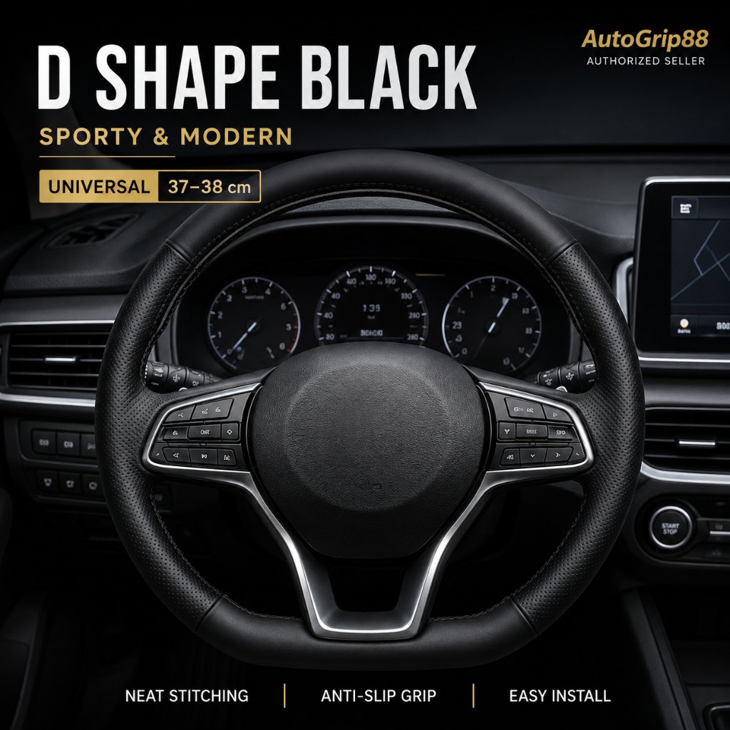 AutoGrip88 D Shape Sarung Setir Mobil Model D Shape Stir Mobil Bahan Kulit Premium