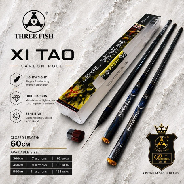Joran Tegek Threefish Xitao 450 Cm Terbaru Carbon High Class