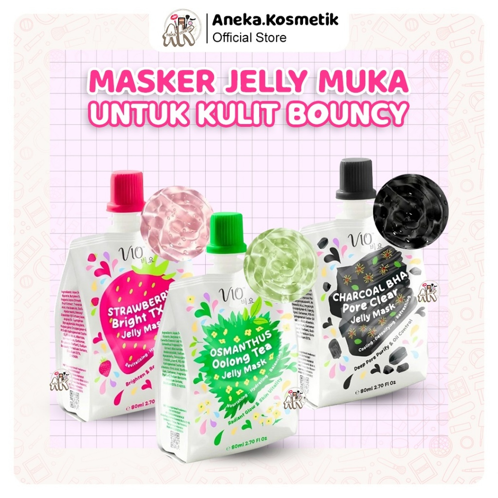 VIO JELLY MASK 80ML SERIES ( CHARCOAL BHA / OSMANTHUS OOLONG TEA / STRAWBERRY BRIGHT TX )
