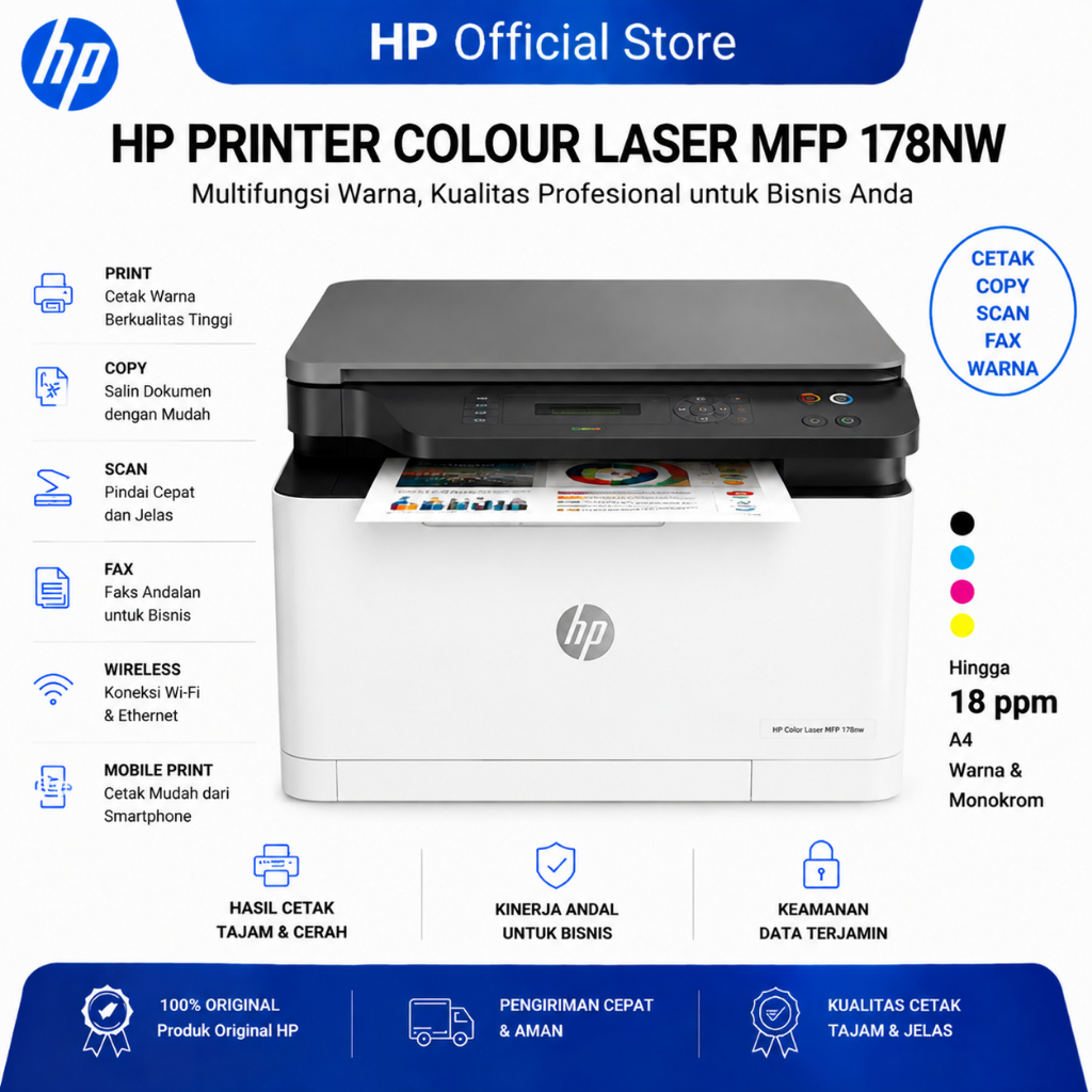 HP PRINTER COLOUR LASER MFP 178NW