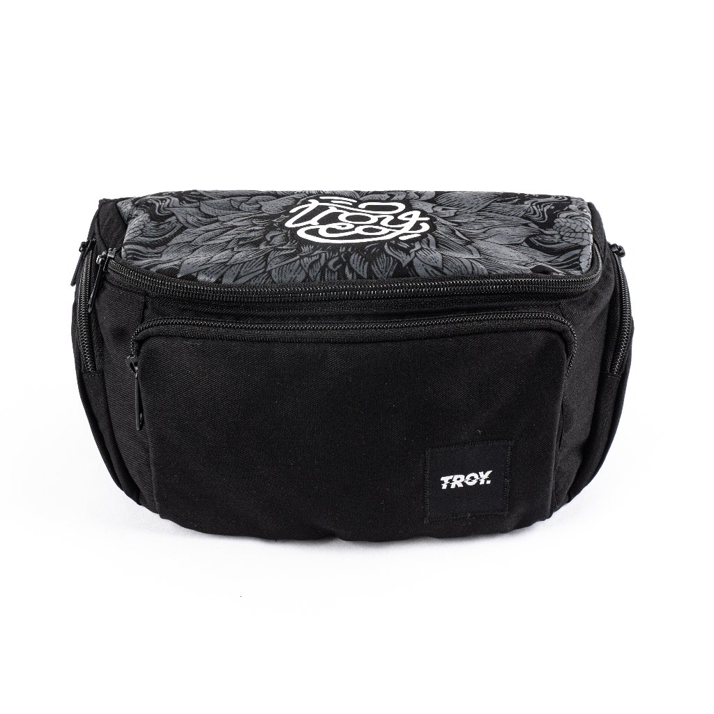 Troy Company Waistbag Black Dark Bloom - Tas Pinggang Selempang Hitam WB 3703