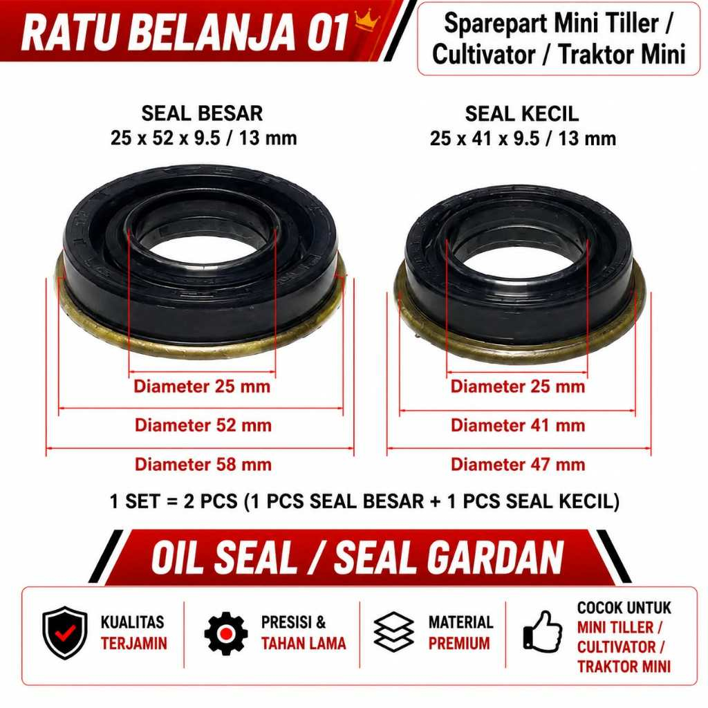 OIL SEAL CULTIVATOR / SEAL GARDAN TRAKTOR MINI / OIL SEAL MINI TILLER / TRAKTOR KEBUN / KULTIVATOR K