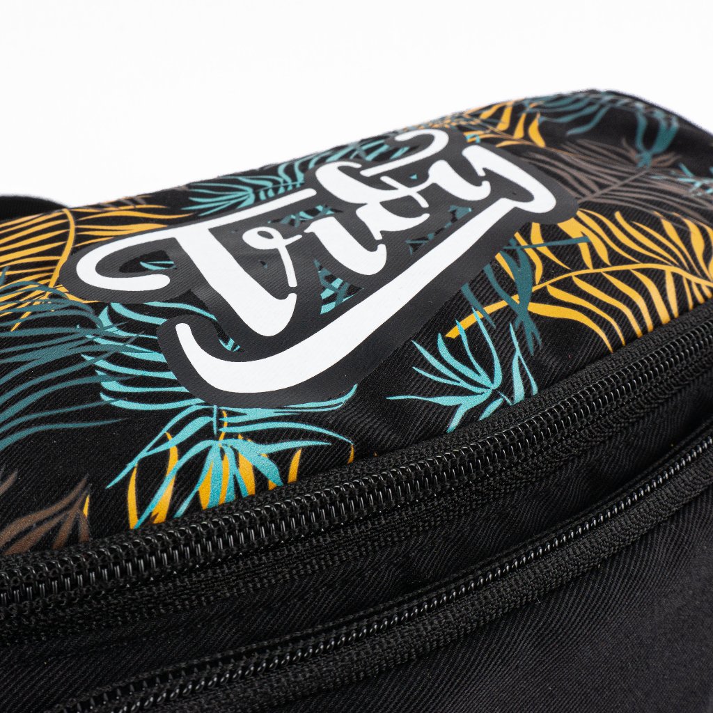 Troy Company Waistbag Black Tropical Leaf - Tas Pinggang Selempang Hitam WB 3704