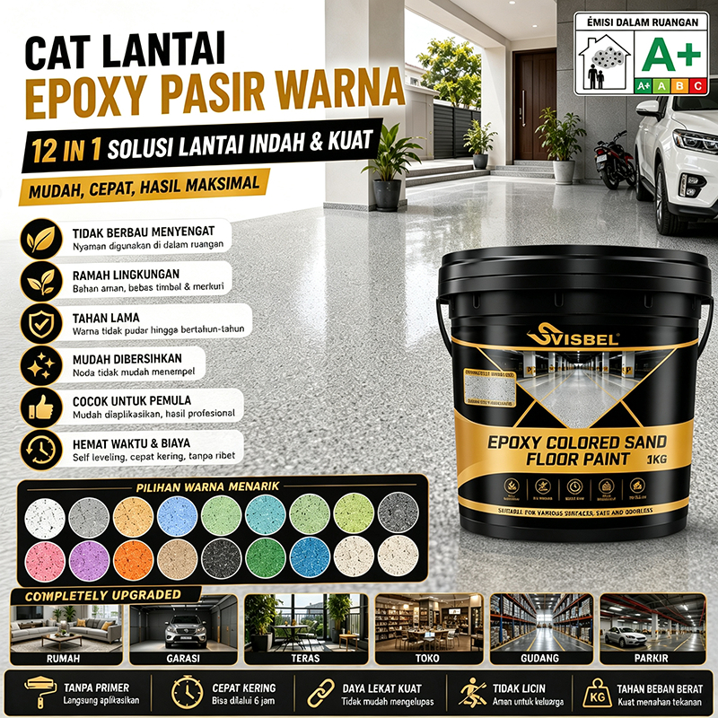 Cat Epoxy Lantai Kamar Mandi | Cat Lantai Pasir Warna Mengkilat Self Leveling