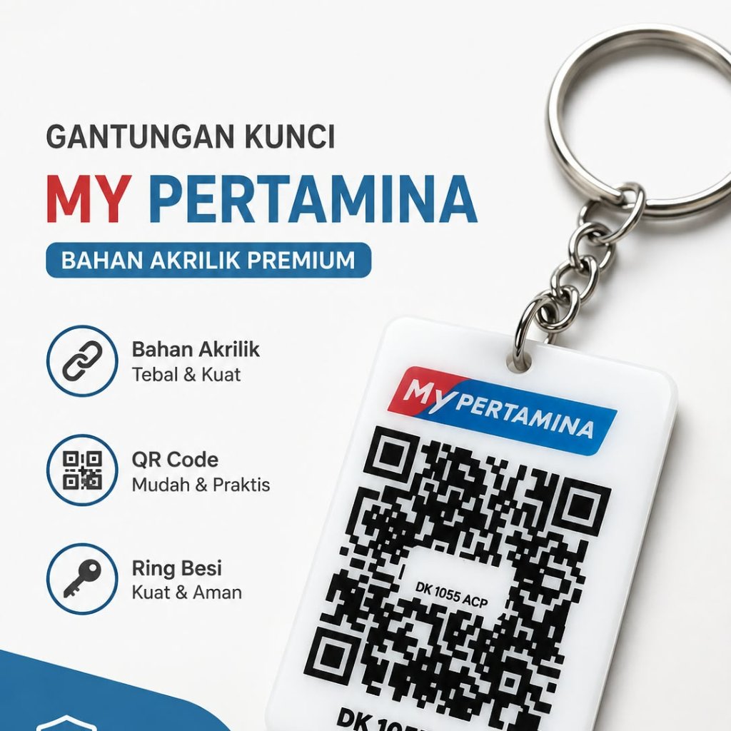 GANTUNGAN KUNCI BARCODE MY PERTAMINA Pertalite Solar bahan Akrilik - Desain Khusus, Cetak Tajam, Pen