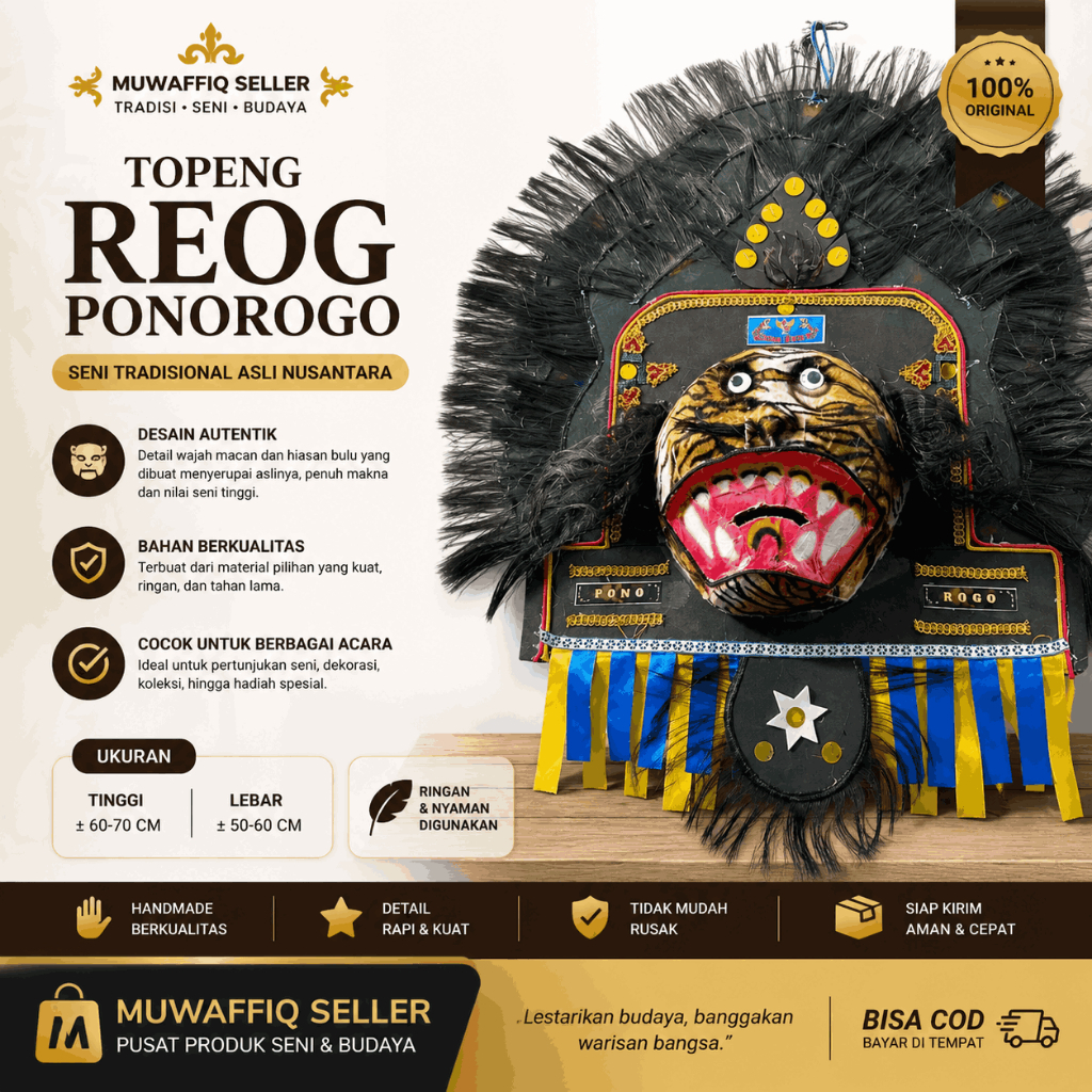 TERMURAHH Topeng Reog Ponorogo / Reog Bulu Besar / Topeng Reog / Reog Ponorogo / Topeng Reog Bulu Be