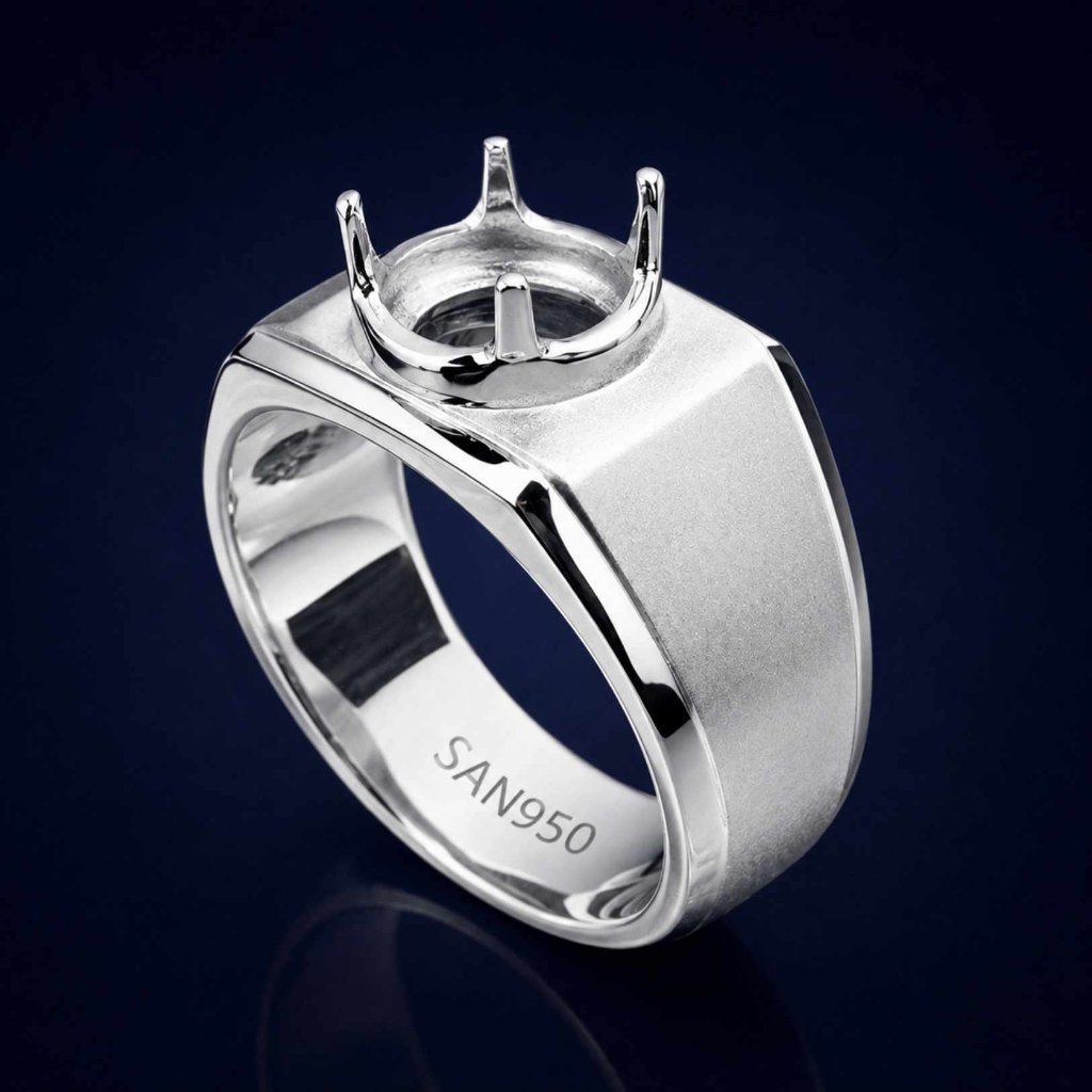 Cincin Perak 950 Asli SAN950 EB286 - Ring Kosongan Ikat Batu Akik Custom Handmade Series  All Size