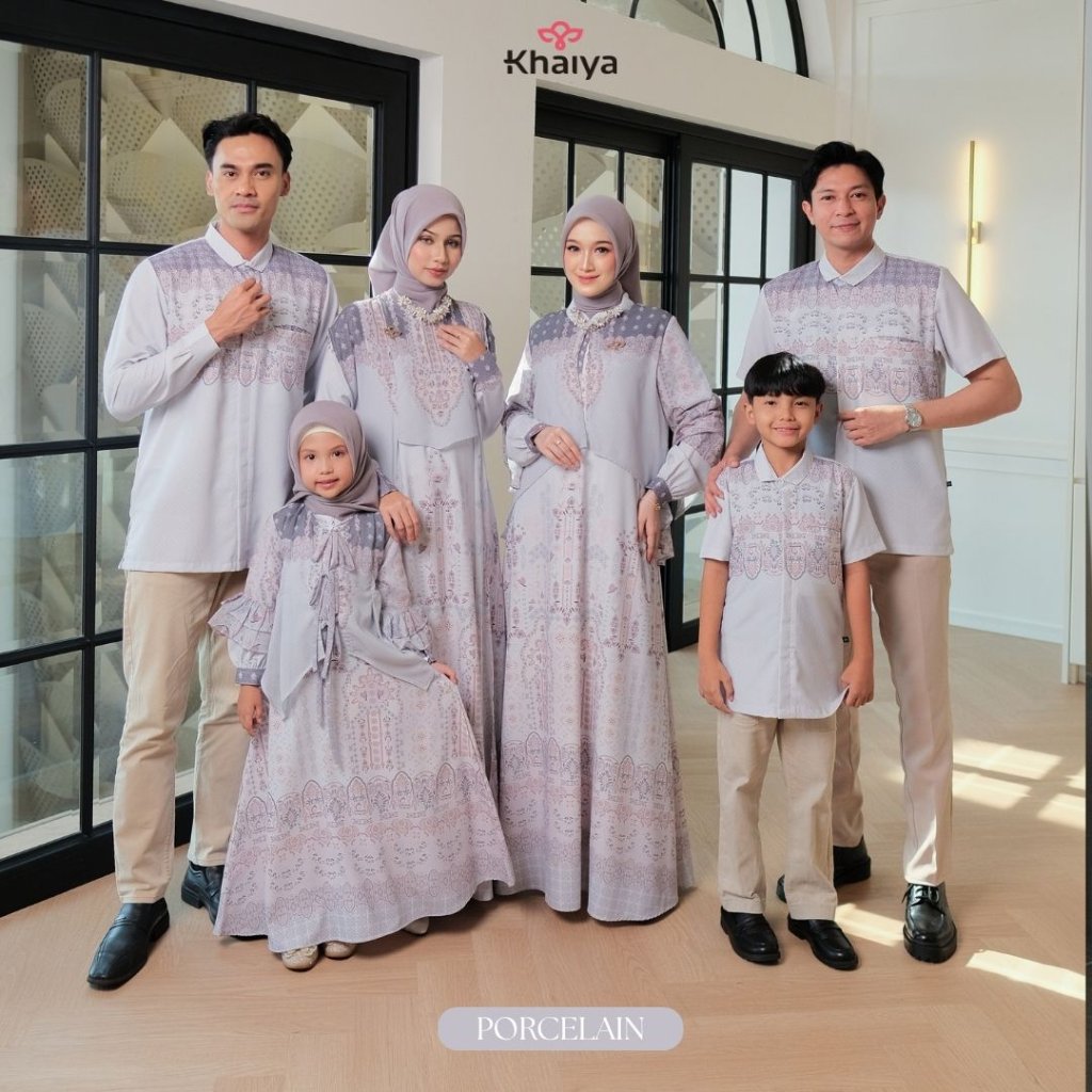 (PO Sarimbit Khaiya) - Senandung Raya Porcelain Set Baju Sarimbit Motif Elegant Couple Family