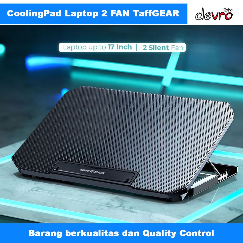 Cooling Pad Laptop Kipas Pendingin 2 Fan dgn 2 Varian Fixed dan Adjustable Speed - TaffGEAR Q100