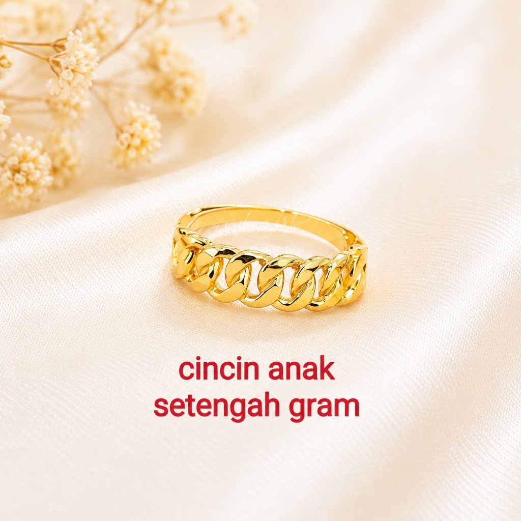 Cincin anak rante pasir setengah gram
