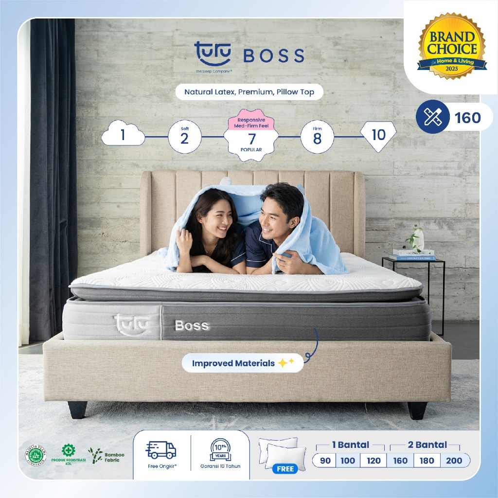 Turu - Kasur Pocket Spring Bed TURU BOSS ukuran 160x200 (Queen Size) Free Bantal