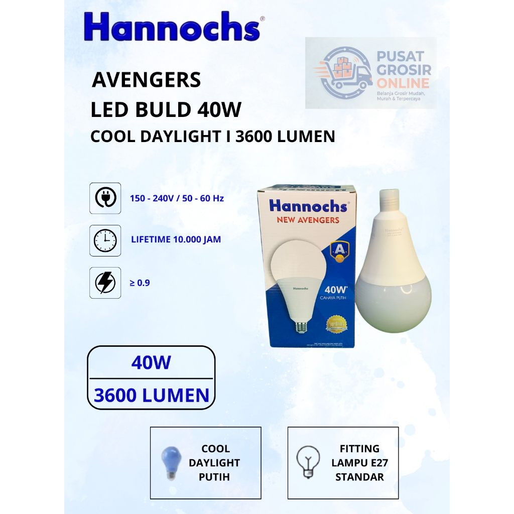 Bohlam LED HANNOCHS AVENGERS 40 W Lampu LED Bulb HANNOCHS AVENGERS 40W