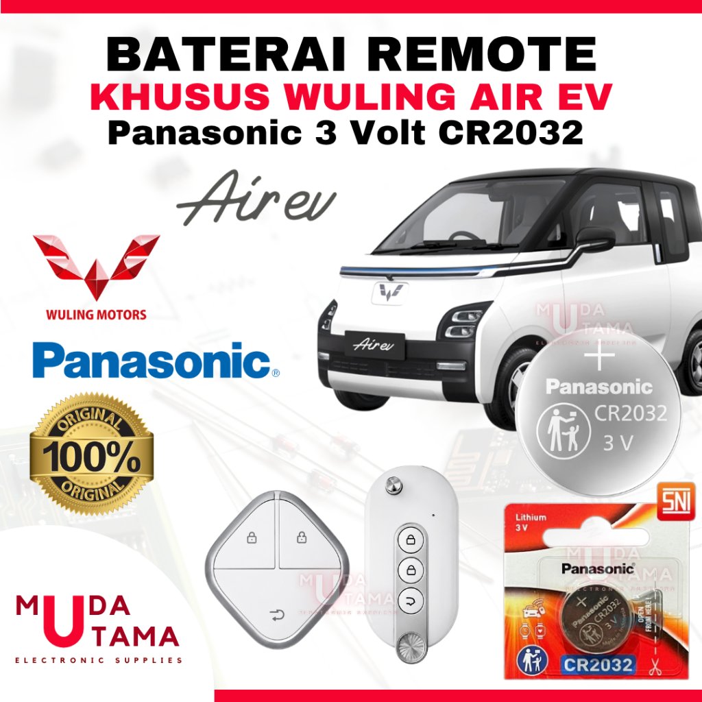 Baterai Remote Mobil Wuling AIR EV - ORIGINAL PANASONIC CR2032 3 Volt | Battery Remote Wuling AIR EV