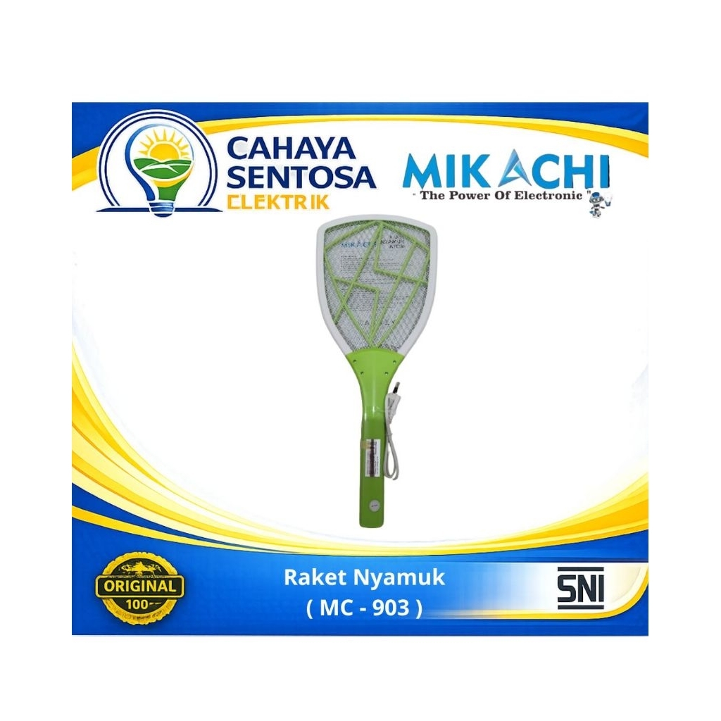 Raket Nyamuk Mikachi MC-903 + Lampu Senter Rechargeable SNI