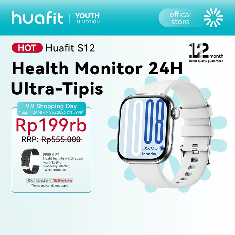 BIG PROMO [S10 upgrade]Huafit S12 jam tangan smartwatch Bluetooth Call 9.1mm Ultra Tipis 18g IP68