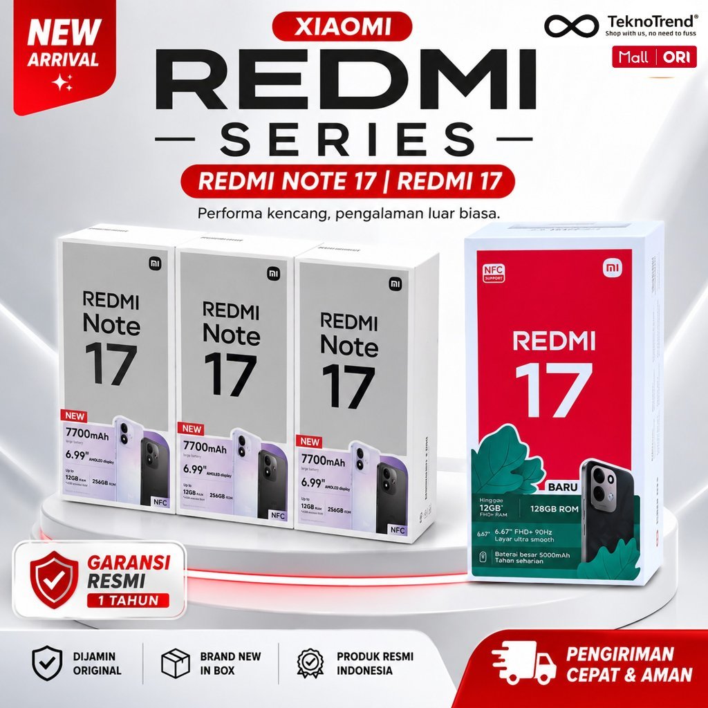 PROMO Xiaomi Redmi Note 17 5G 4G LTE 8/256GB 6/256GB  6/128GB | Redmi 17 4/128GB - HANDPHONE PONSEL 