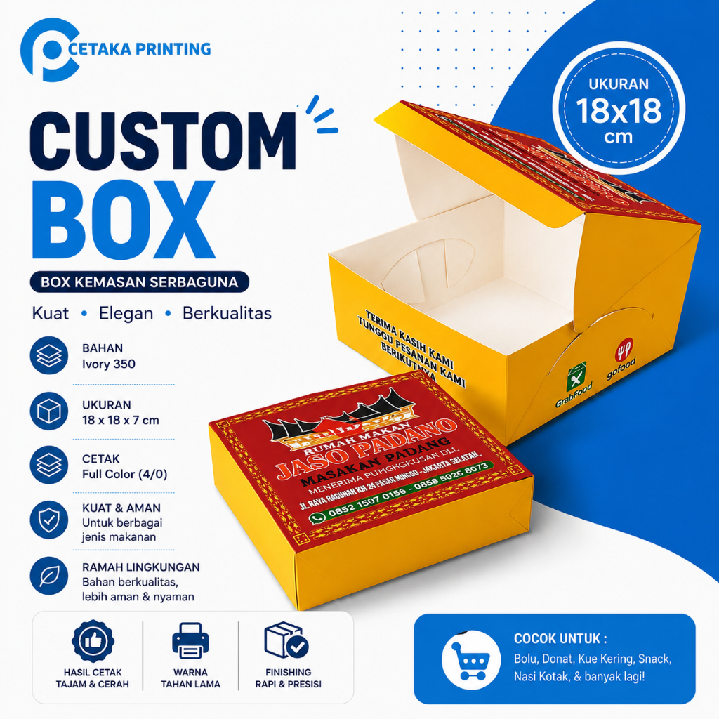Custom Dus Nasi Snack 18X18 Cm Printing | Dus Nasi Kue