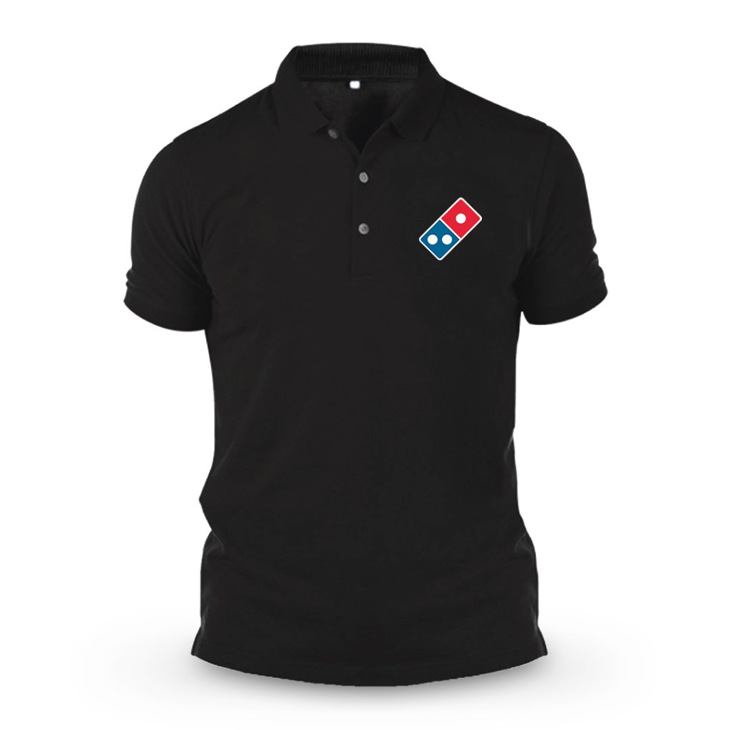 Domino's Pizza Baju Kaos Kerah Pria Bordir Premium Quality Lengan Pendek Polo Cotton Tshirt Tee Shir