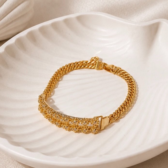Gelang Matahari Lapis Emas 24krt Gelang Tangan Wanita Replika Perhiasan Premium