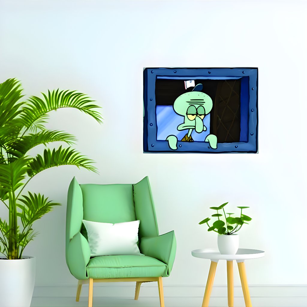 sticker poster spongebob stiker jendela squidward