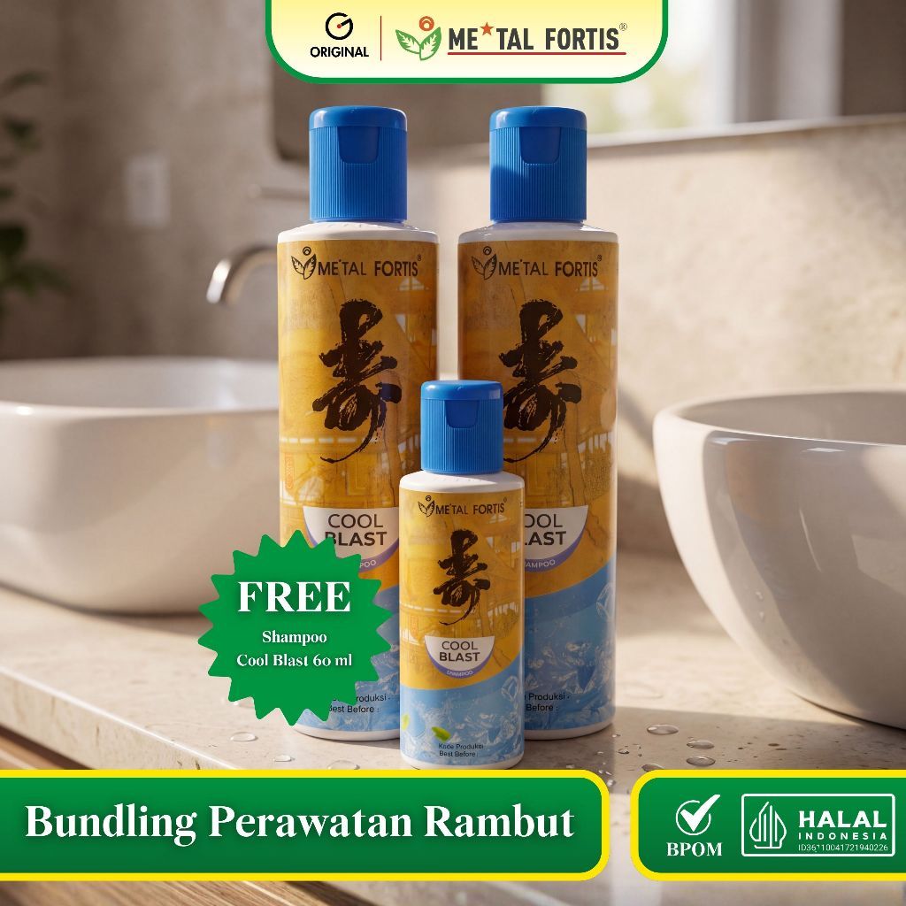 METAL FORTIS Bundling Perawatan Rambut 2 Shampoo Cool Blast 200 ML dan Cool Blast 60 ML