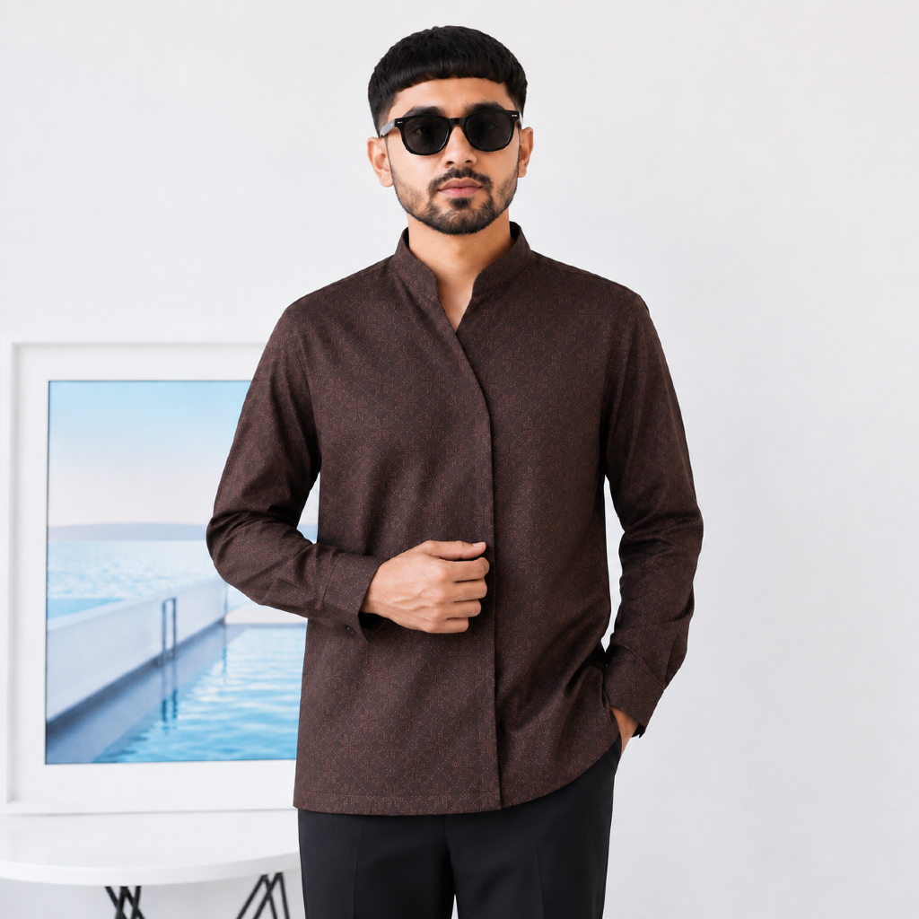 Hanomn tenun - Somel Beskap Larap Songket Lengan Panjang / Atasan Batik Pria