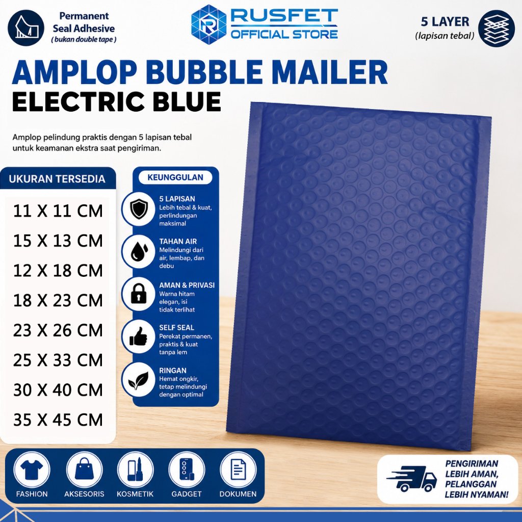 Amplop Bubble Mailer Electric Blue Bubble Mailer Envelope Bubble Packing RUSFET