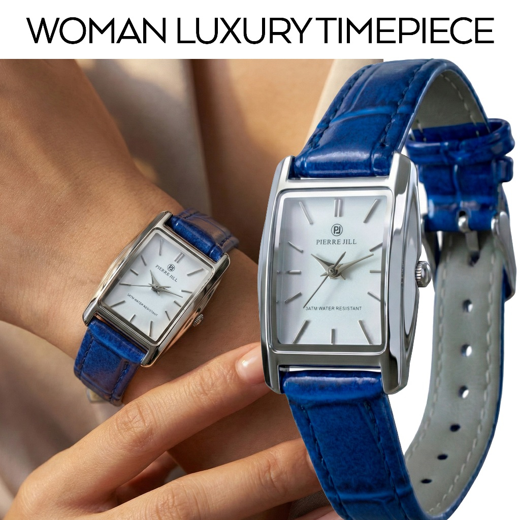 PIERRE JILL 1798-L JAM TANGAN WANITA CASUAL FASHION TALI KULIT WATER RESISTANT FREE BOX