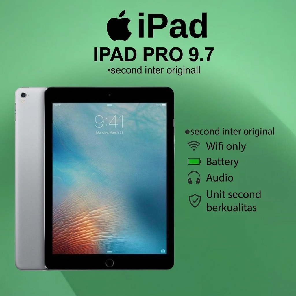 APPLE IPAD 9.7 PRO SECOND INTER //WIFI ONLY//BATRAI 100%ORI