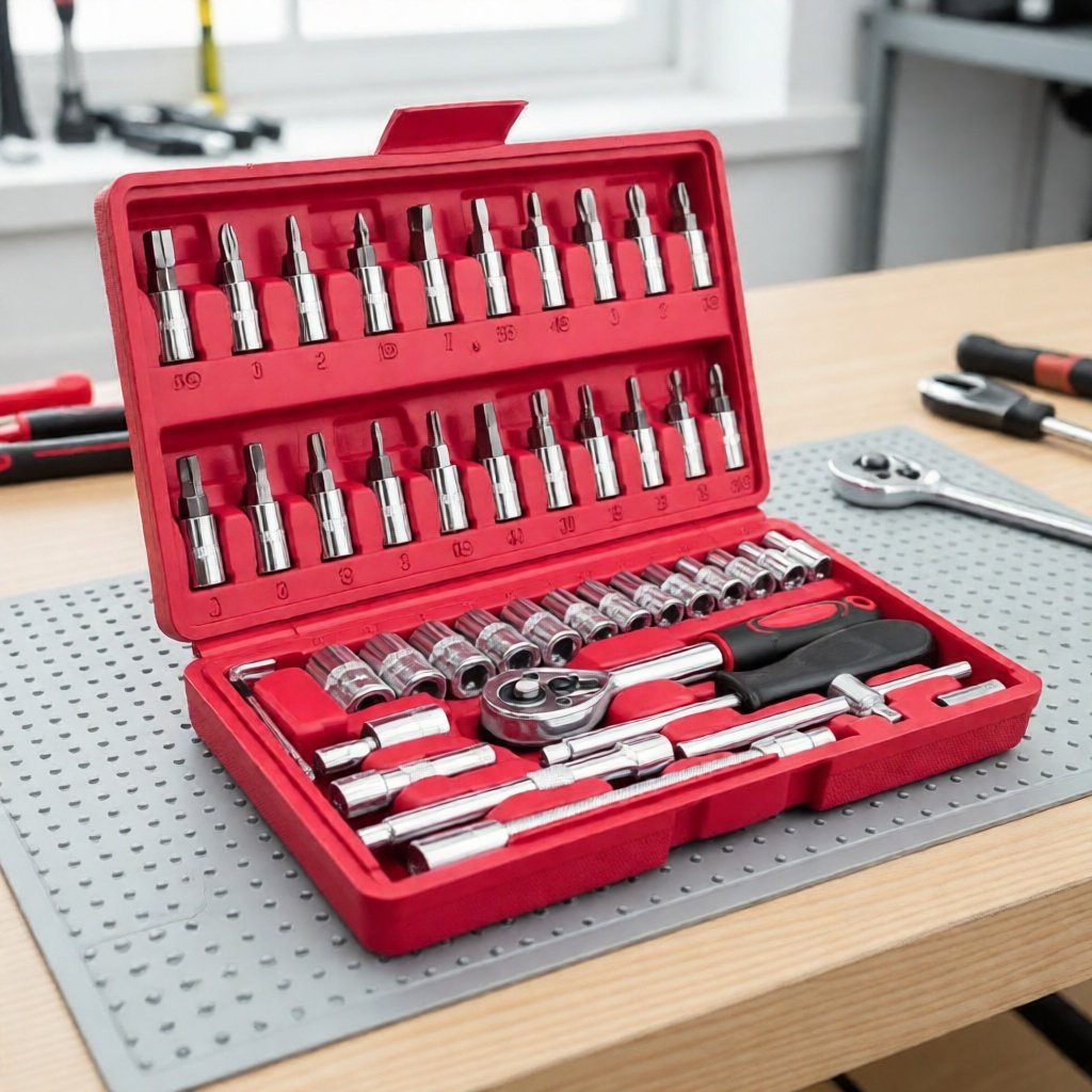 Kunci Shock Set 46-Pcs Kunci Sok Set 46pcs-Kunci Socket Wrench Set 46 Pcs