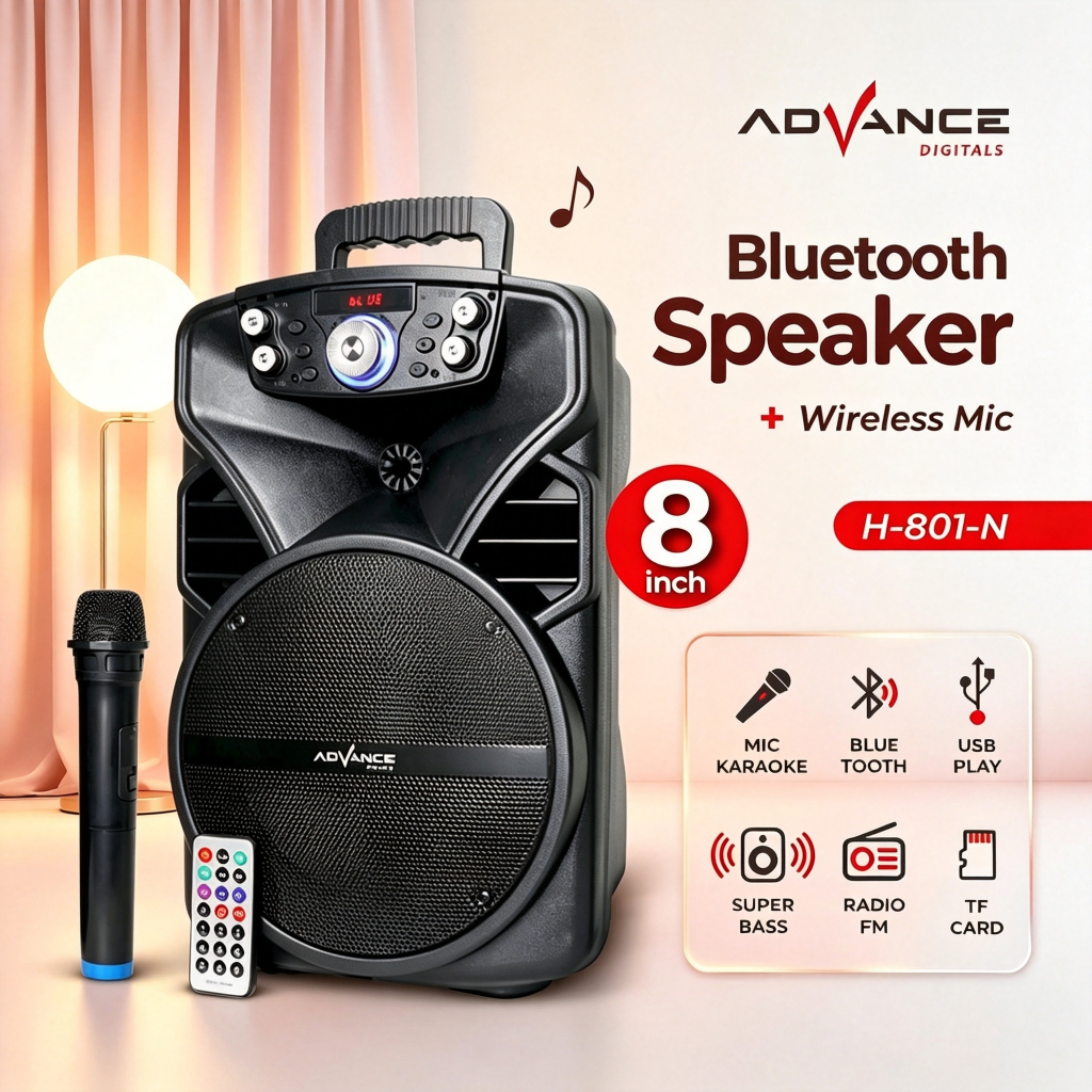Advance Speaker Portable H801N Black / Mic Advance / Garansi Resmi adv