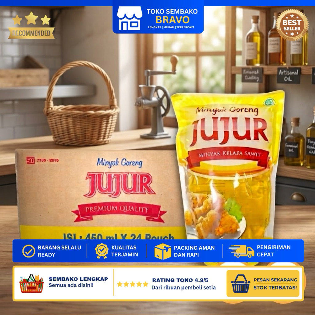Minyak Goreng Sawit Merek Jujur 450 ML dan 200 ML Isi Ulang